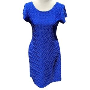 Sharagano Cobalt Blue Scoop Neck & Low Back Shift Dress Size M